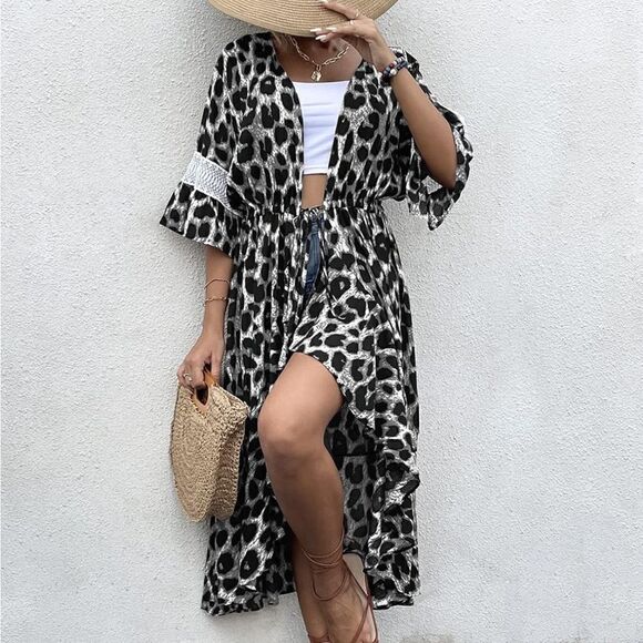 Maxi Kimono Swim Cover up Dress - Picture 1 of 5